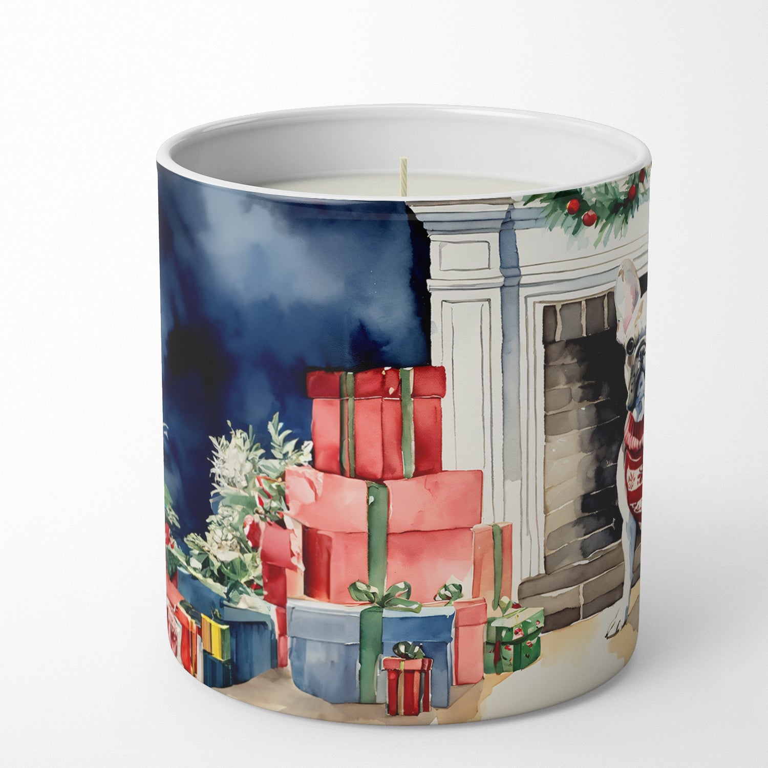 French Bulldog Cozy Christmas Decorative Soy Candle Nature Soy Wax Essential Oil Home Decor Ideal for Bedroom Kitchen Bath Office Gift, 10 oz