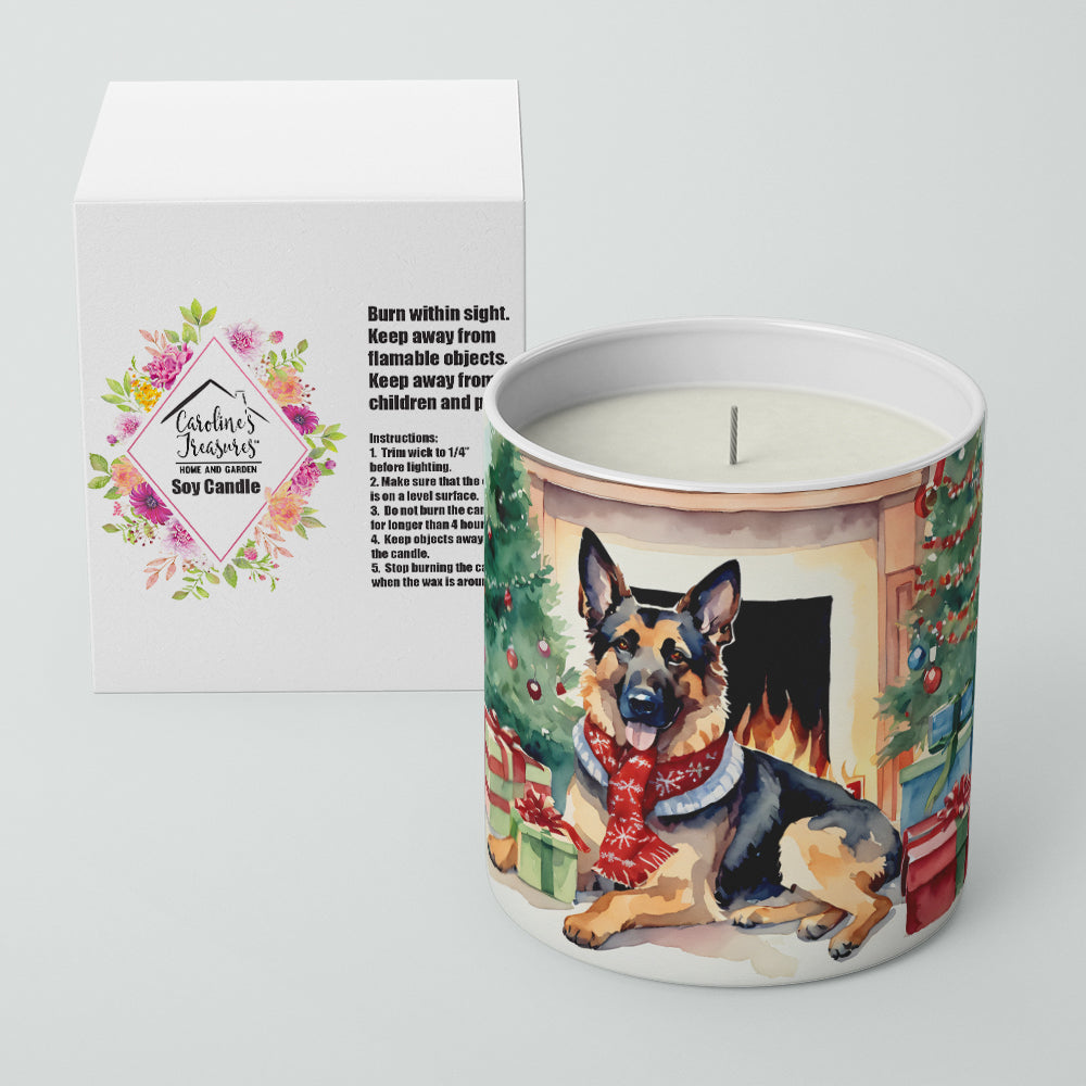 German Shepherd Cozy Christmas Decorative Soy Candle Nature Soy Wax Essential Oil Home Decor Ideal for Bedroom Kitchen Bath Office Gift, 10 oz