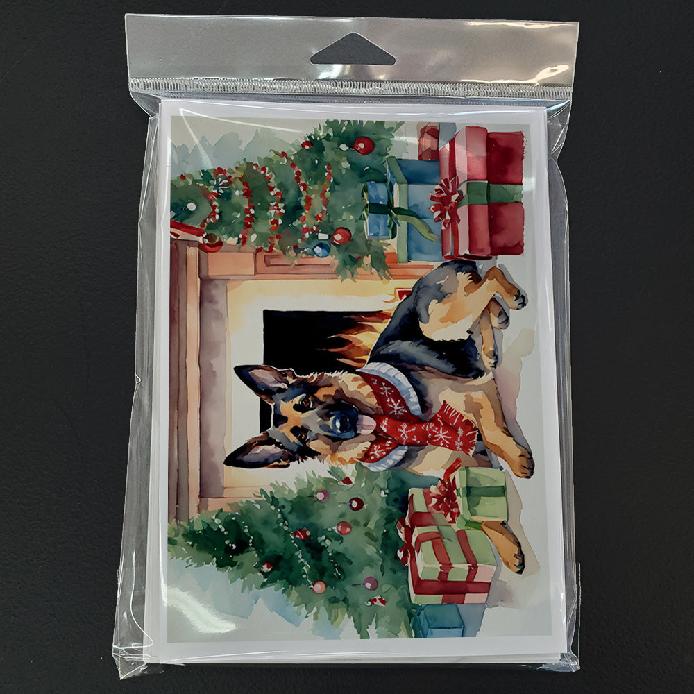 German Shepherd Cozy Christmas Greeting Cards Pack of 8 Blank Cards with Envelopes Whimsical A7 Size 5x7