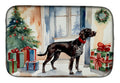 German Shorthaired Pointer Cozy Christmas Dish Drying Mat Absorbent Dish Drying Mat Pad for Kitchen Counter Dish Drainer Mat for Countertop, 14 x 21", Multicolor