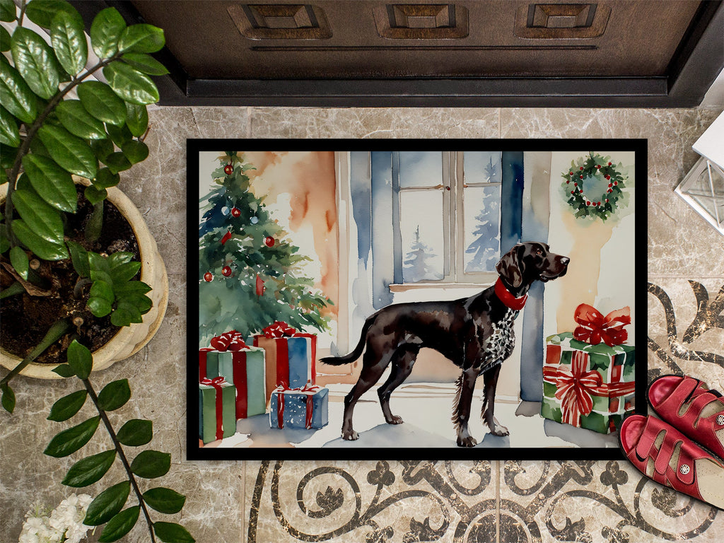German Shorthaired Pointer Cozy Christmas Doormat Indoor Outdoor 18H X 27W Front Door Mat Rugs for Entryway, Non Slip Washable