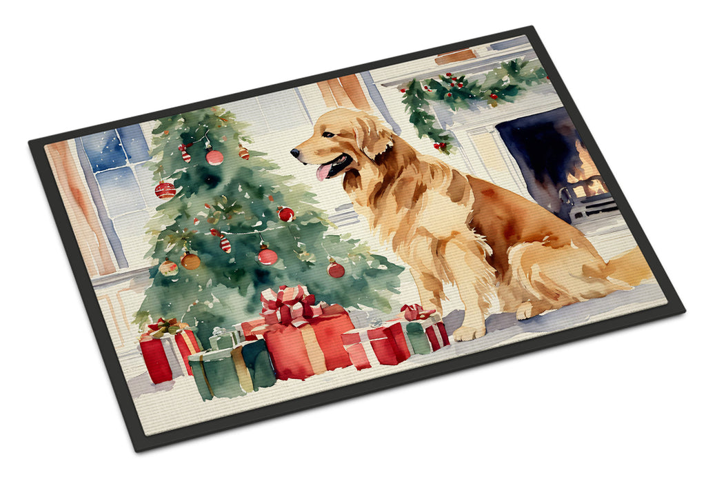Golden Retriever Cozy Christmas Doormat Indoor Outdoor 24H X 36W Front Door Mat Rugs for Entryway, Non Slip Washable Low Pile,