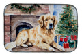Golden Retriever Cozy Christmas Dish Drying Mat Absorbent Dish Drying Mat Pad for Kitchen Counter Dish Drainer Mat for Countertop, 14 x 21", Multicolor