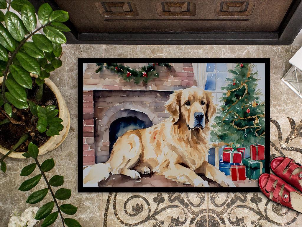 Golden Retriever Cozy Christmas Doormat Indoor Outdoor 24H X 36W Front Door Mat Rugs for Entryway, Non Slip Washable Low Pile,