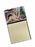Golden Retriever Cozy Christmas Watercolor Sticky Note Holder Refillable Dispenser Desk Accessory 3x3 Pad Gift