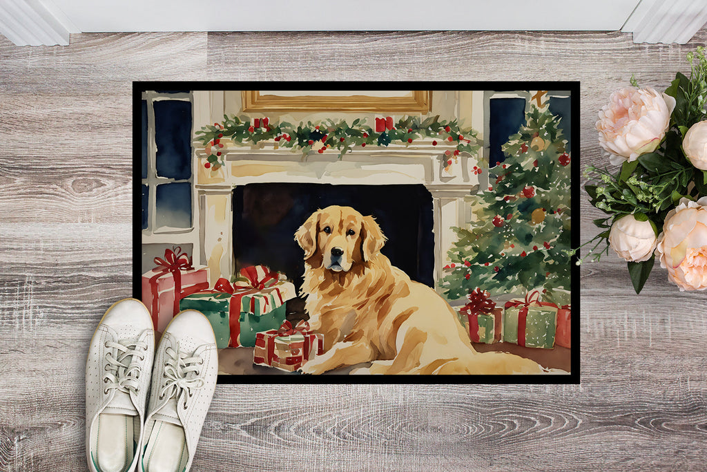 Golden Retriever Cozy Christmas Doormat Indoor Outdoor 24H X 36W Front Door Mat Rugs for Entryway, Non Slip Washable Low Pile,