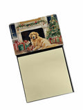 Golden Retriever Cozy Christmas Watercolor Sticky Note Holder Refillable Dispenser Desk Accessory 3x3 Pad Gift
