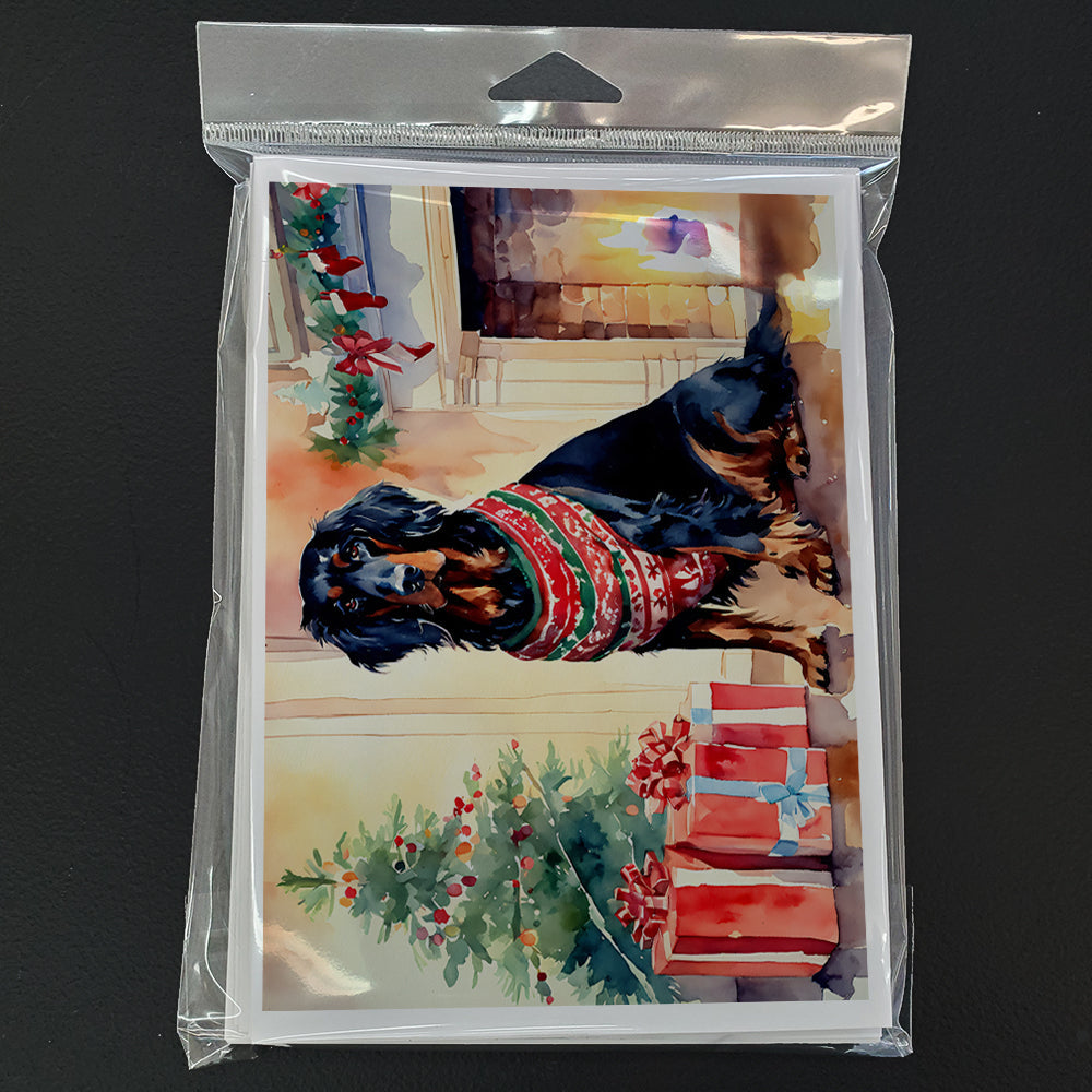 Gordon Setter Cozy Christmas Greeting Cards Pack of 8 Blank Cards with Envelopes Whimsical A7 Size 5x7