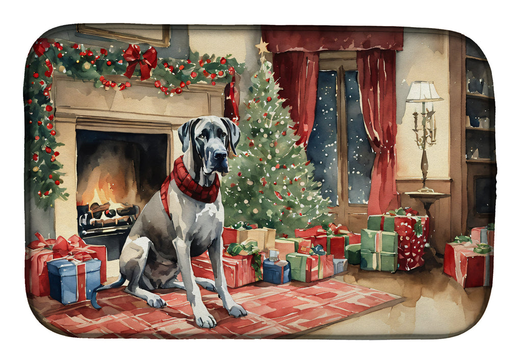 Great Dane Cozy Christmas Dish Drying Mat Absorbent Dish Drying Mat Pad for Kitchen Counter Dish Drainer Mat for Countertop, 14 x 21", Multicolor