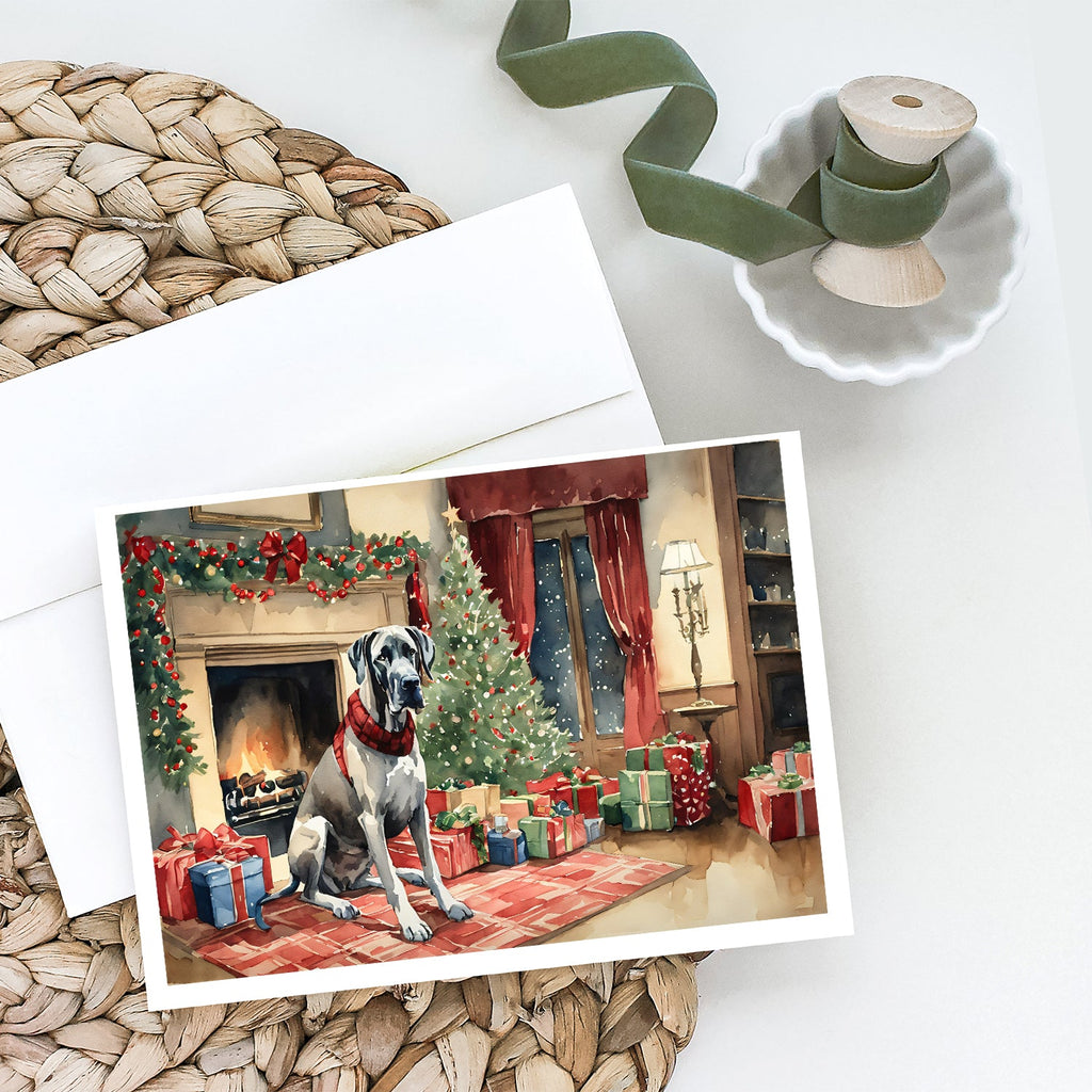 Great Dane Cozy Christmas Greeting Cards Pack of 8 Blank Cards with Envelopes Whimsical A7 Size 5x7
