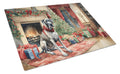 Great Dane Cozy Christmas Cutting Board Tempered Glass Kitchen Cutting Surface, Heat Resistant Chopping, Non-Slip Feet, Food Prep & Serving