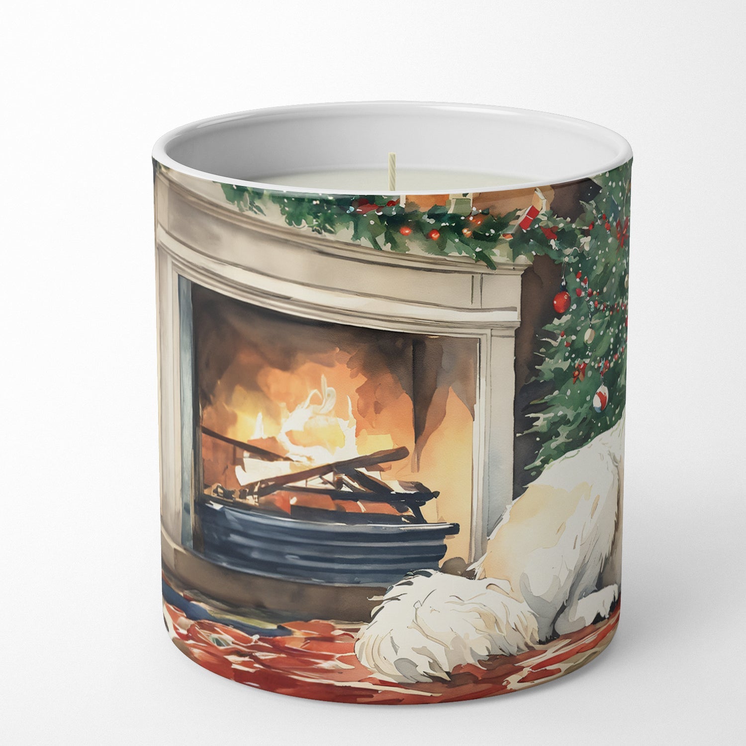 Great Pyrenees Cozy Christmas Decorative Soy Candle Nature Soy Wax Essential Oil Home Decor Ideal for Bedroom Kitchen Bath Office Gift, 10 oz