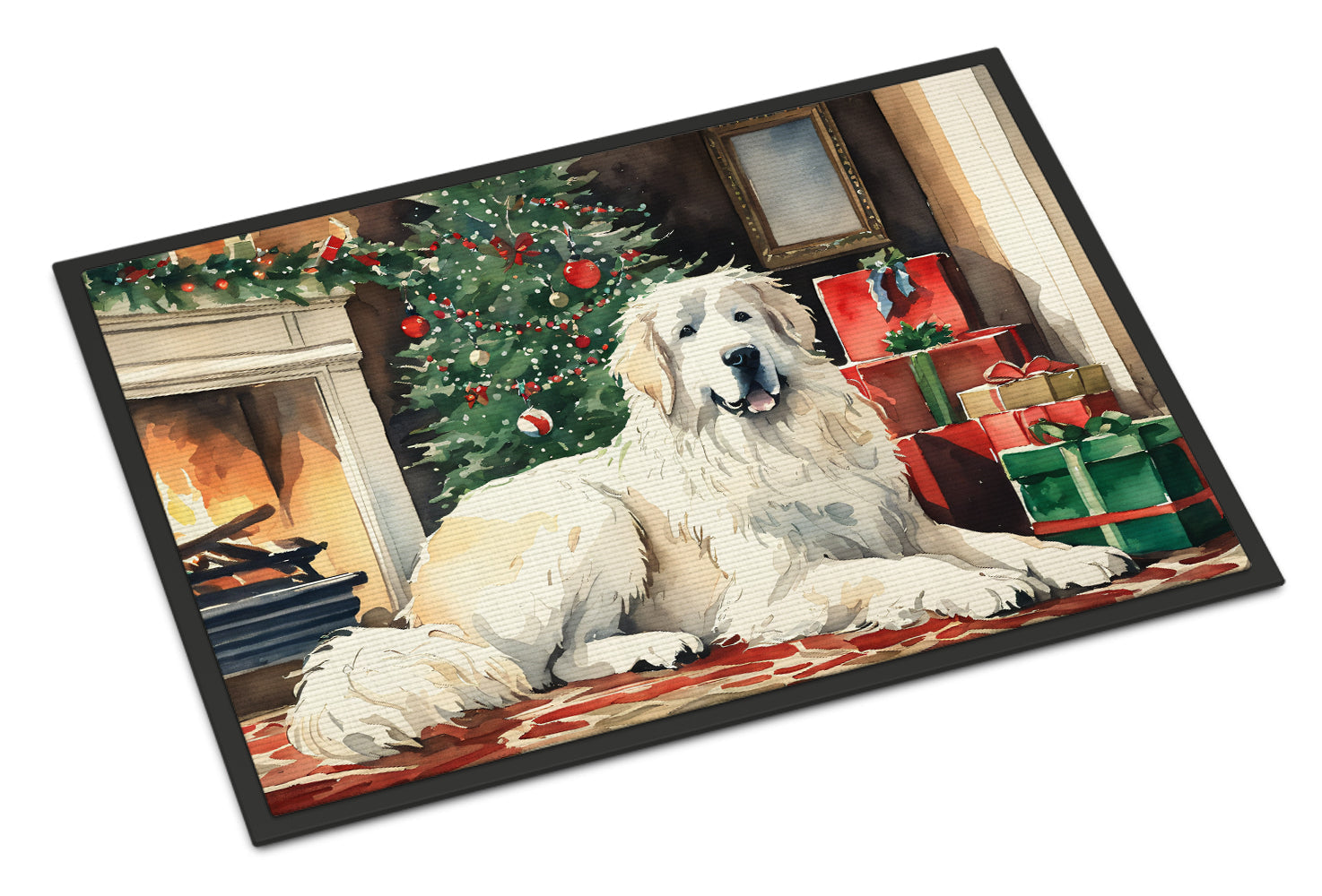Great Pyrenees Cozy Christmas Doormat Indoor Outdoor 18H X 27W Front Door Mat Rugs for Entryway, Non Slip Washable