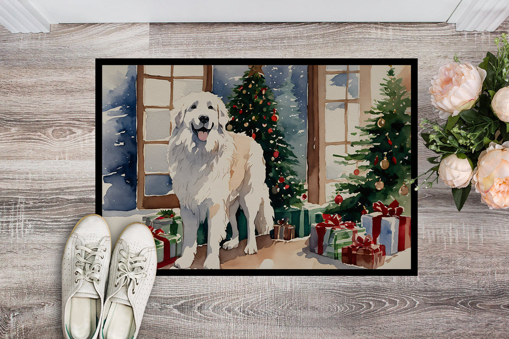 Great Pyrenees Cozy Christmas Doormat Indoor Outdoor 18H X 27W Front Door Mat Rugs for Entryway, Non Slip Washable
