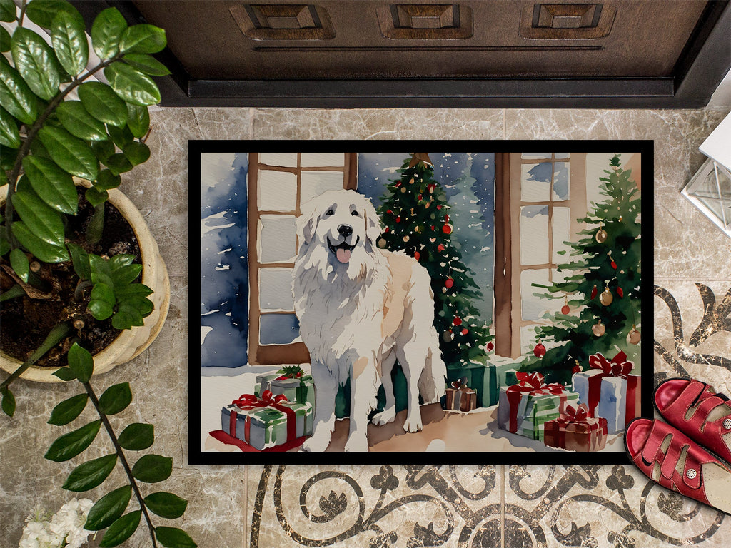 Great Pyrenees Cozy Christmas Doormat Indoor Outdoor 18H X 27W Front Door Mat Rugs for Entryway, Non Slip Washable