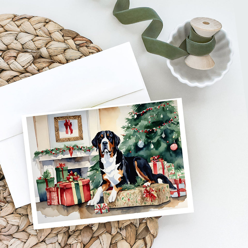 Greater Swiss Mountain Dog Cozy Christmas Greeting Cards Pack of 8 Blank Cards with Envelopes Whimsical A7 Size 5x7