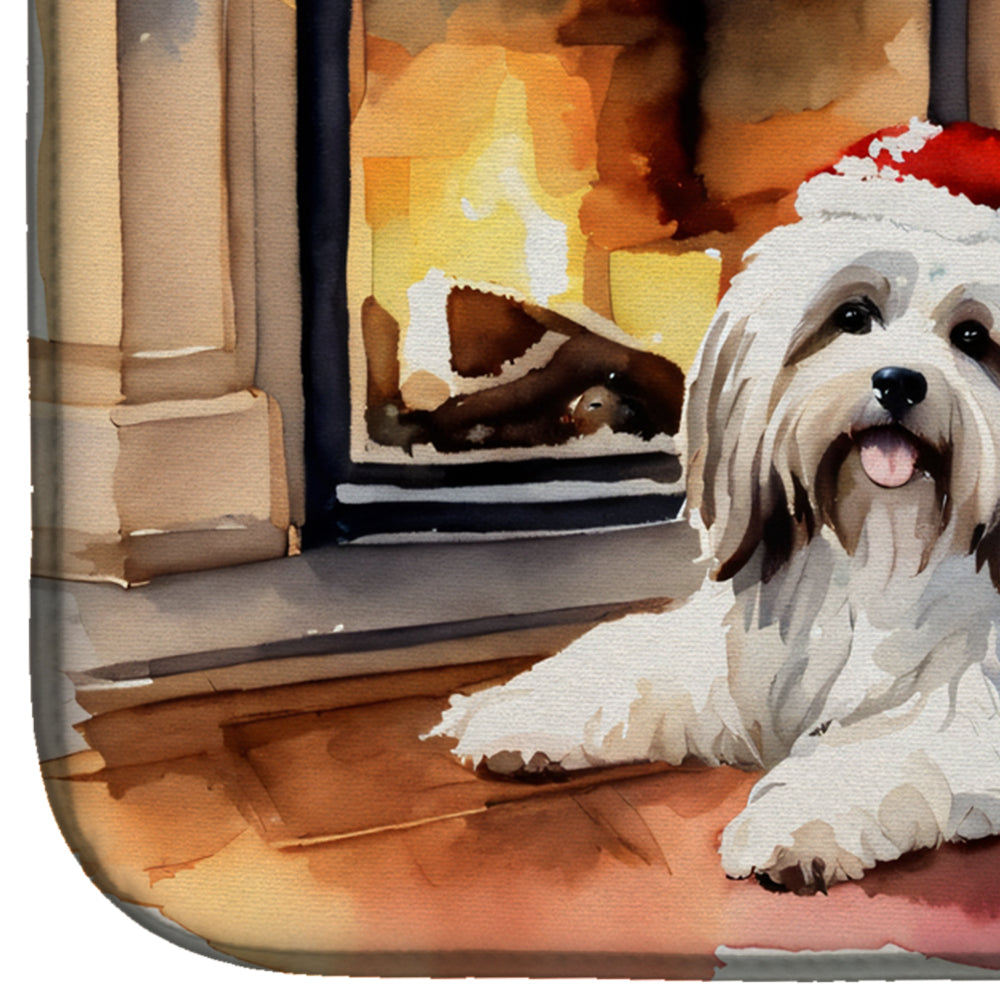 Havanese Cozy Christmas Dish Drying Mat Absorbent Dish Drying Mat Pad for Kitchen Counter Dish Drainer Mat for Countertop, 14 x 21", Multicolor