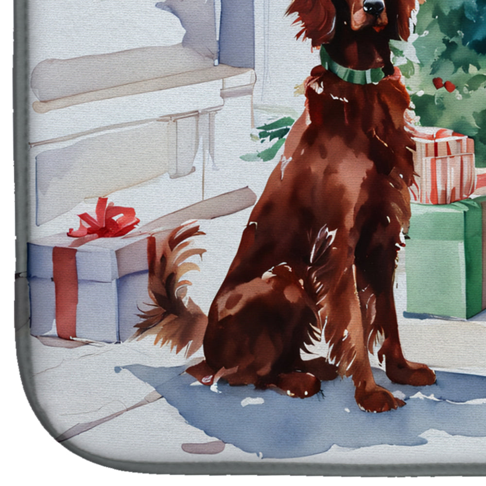 Irish Setter Cozy Christmas Dish Drying Mat Absorbent Dish Drying Mat Pad for Kitchen Counter Dish Drainer Mat for Countertop, 14 x 21", Multicolor