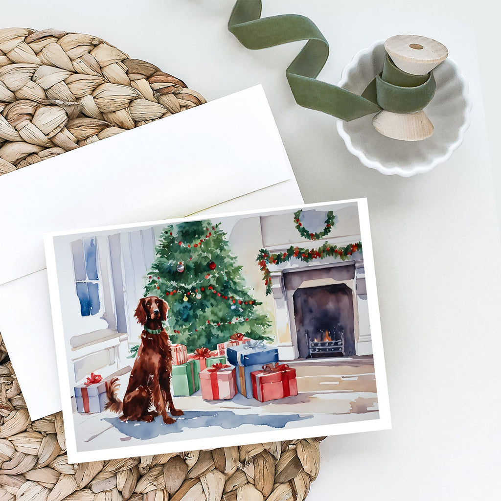 Irish Setter Cozy Christmas Greeting Cards Pack of 8 Blank Cards with Envelopes Whimsical A7 Size 5x7