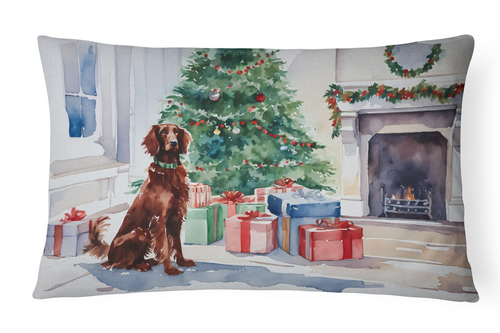 Irish Setter Cozy Christmas Decorative Throw Pillow 12x16 Indoor Outdoor Accent Cushion, Fabric Cover with Insert for Sofa, Bed, Porch & Living Room