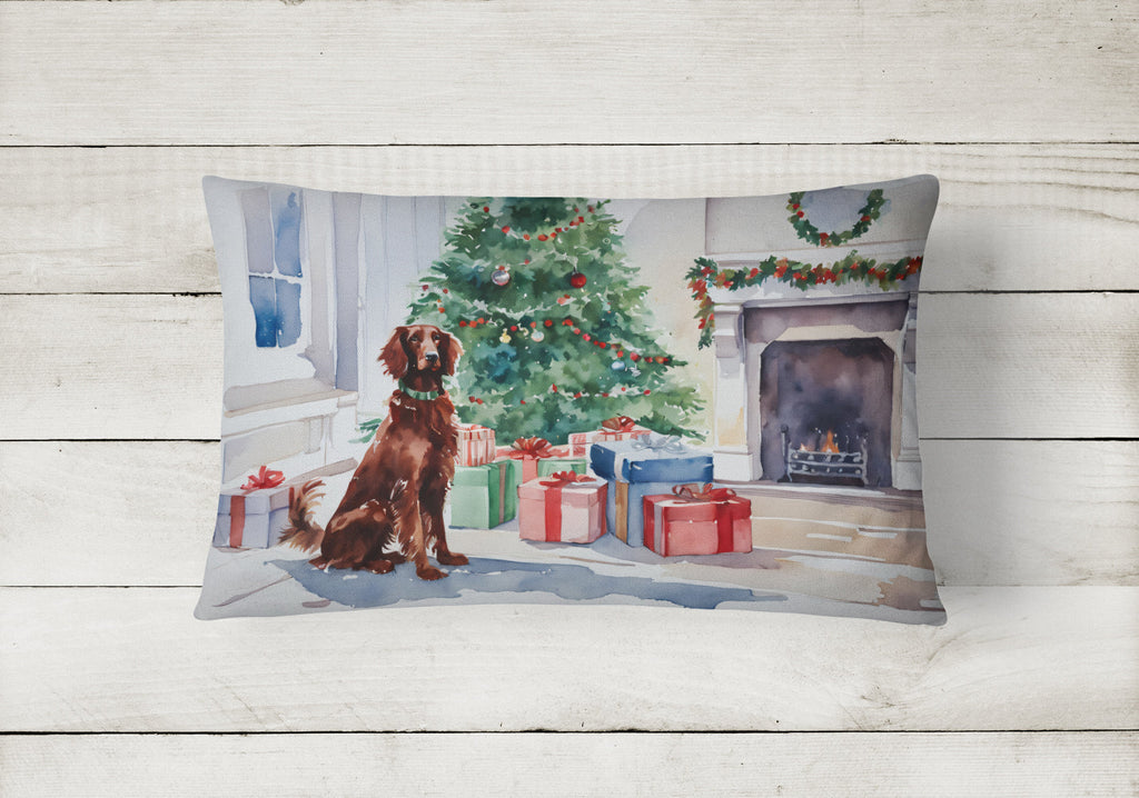 Irish Setter Cozy Christmas Decorative Throw Pillow 12x16 Indoor Outdoor Accent Cushion, Fabric Cover with Insert for Sofa, Bed, Porch & Living Room