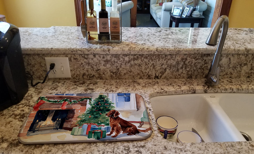 Irish Setter Cozy Christmas Dish Drying Mat Absorbent Dish Drying Mat Pad for Kitchen Counter Dish Drainer Mat for Countertop, 14 x 21", Multicolor