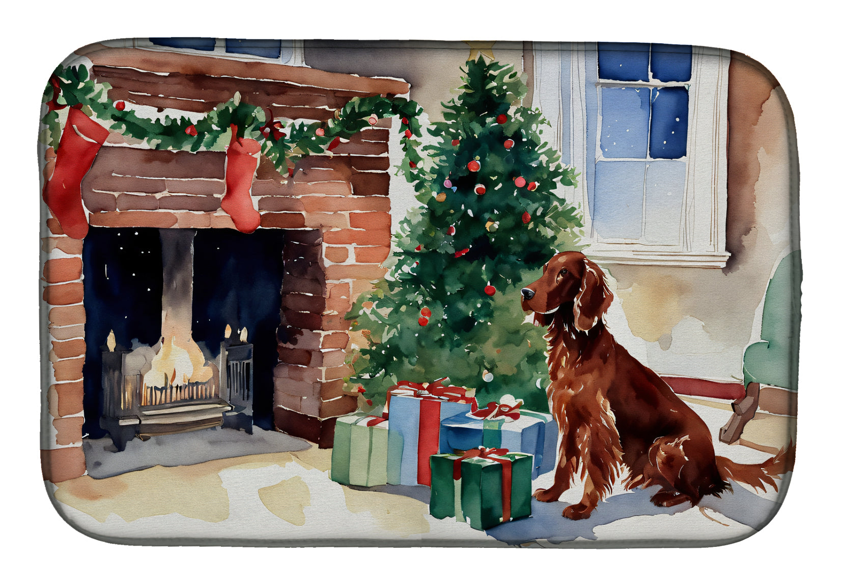 Irish Setter Cozy Christmas Dish Drying Mat Absorbent Dish Drying Mat Pad for Kitchen Counter Dish Drainer Mat for Countertop, 14 x 21", Multicolor