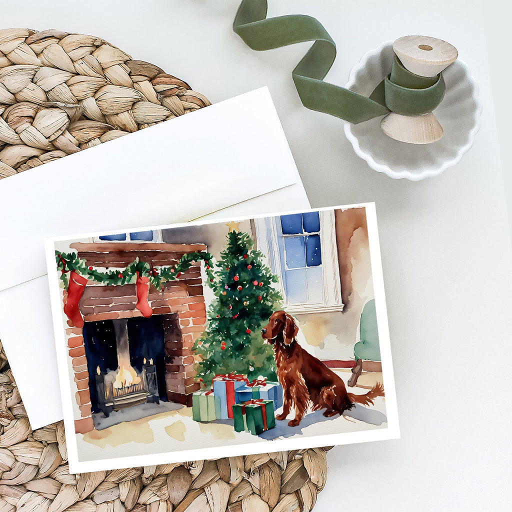 Irish Setter Cozy Christmas Greeting Cards Pack of 8 Blank Cards with Envelopes Whimsical A7 Size 5x7