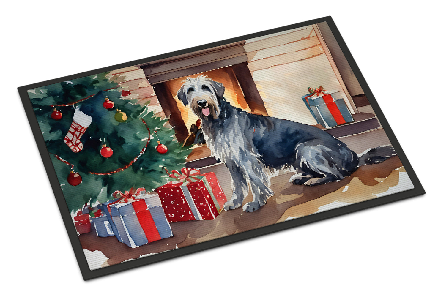 Irish Wolfhound Cozy Christmas Doormat Indoor Outdoor 18H X 27W Front Door Mat Rugs for Entryway, Non Slip Washable