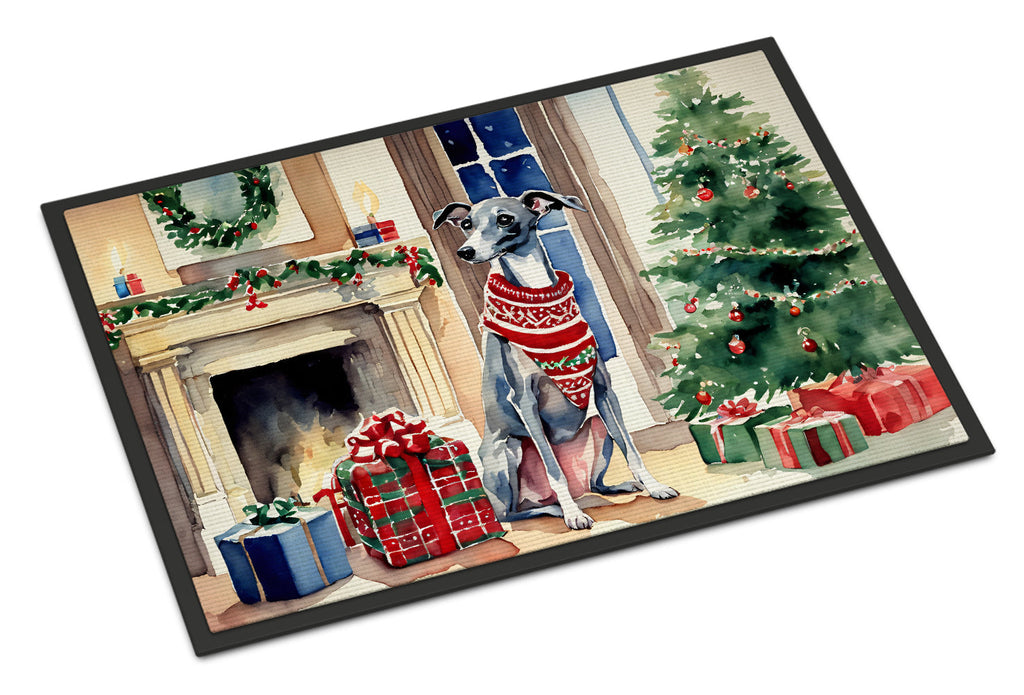 Italian Greyhound Cozy Christmas Doormat Indoor Outdoor 18H X 27W Front Door Mat Rugs for Entryway, Non Slip Washable