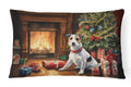 Jack Russell Terrier Cozy Christmas Decorative Throw Pillow 12x16 Indoor Outdoor Accent Cushion, Fabric Cover with Insert for Sofa, Bed, Porch & Living Room