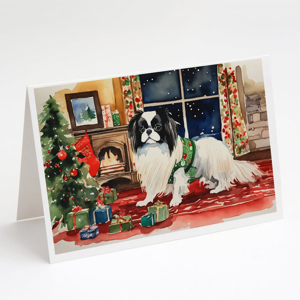Japanese Chin Cozy Christmas Greeting Cards Pack of 8 Blank Cards with Envelopes Whimsical A7 Size 5x7
