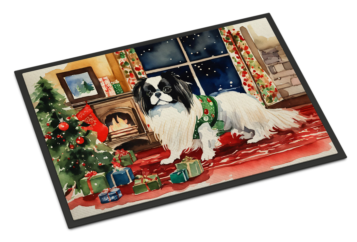 Japanese Chin Cozy Christmas Doormat Indoor Outdoor 24H X 36W Front Door Mat Rugs for Entryway, Non Slip Washable Low Pile,