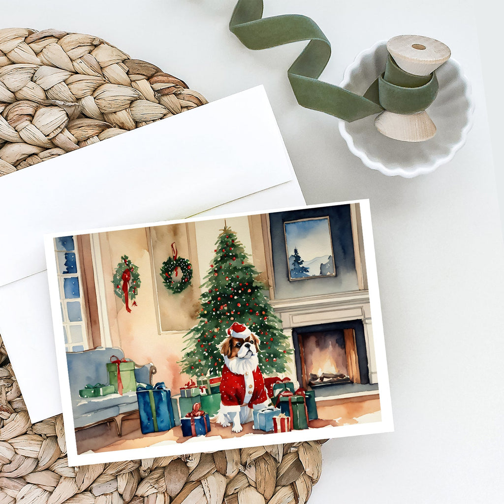 Japanese Chin Cozy Christmas Greeting Cards Pack of 8 Blank Cards with Envelopes Whimsical A7 Size 5x7