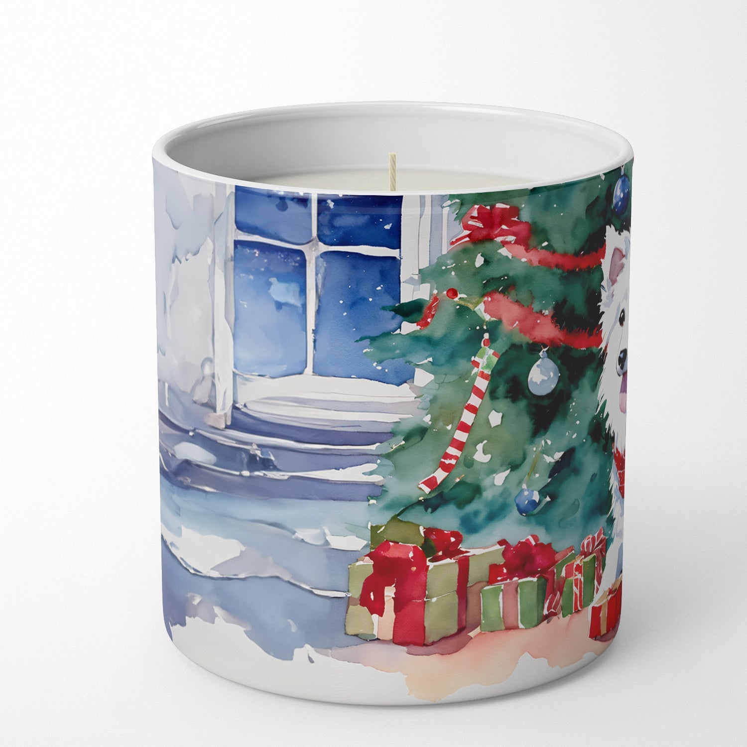 Japanese Spitz Cozy Christmas Decorative Soy Candle Nature Soy Wax Essential Oil Home Decor Ideal for Bedroom Kitchen Bath Office Gift, 10 oz