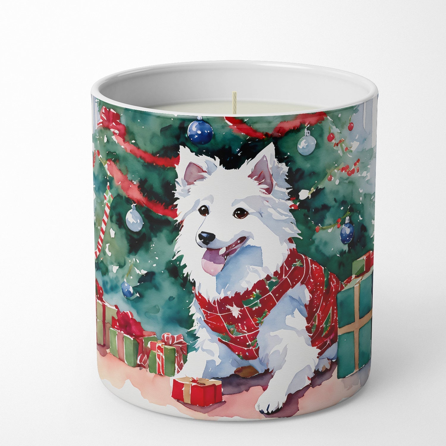 Japanese Spitz Cozy Christmas Decorative Soy Candle Nature Soy Wax Essential Oil Home Decor Ideal for Bedroom Kitchen Bath Office Gift, 10 oz