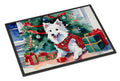 Japanese Spitz Cozy Christmas Doormat Indoor Outdoor 24H X 36W Front Door Mat Rugs for Entryway, Non Slip Washable Low Pile,