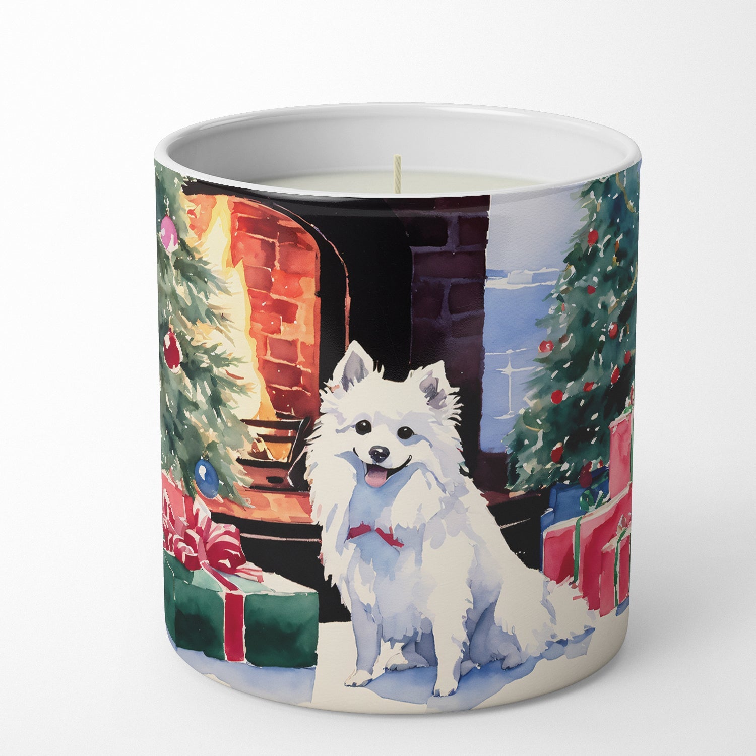 Japanese Spitz Cozy Christmas Decorative Soy Candle Nature Soy Wax Essential Oil Home Decor Ideal for Bedroom Kitchen Bath Office Gift, 10 oz