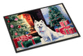 Japanese Spitz Cozy Christmas Doormat Indoor Outdoor 18H X 27W Front Door Mat Rugs for Entryway, Non Slip Washable