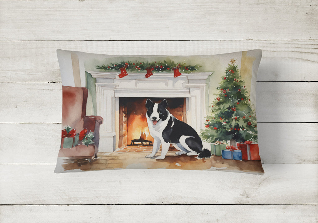 Karelian Bear Dog Cozy Christmas Decorative Throw Pillow 12x16 Indoor Outdoor Accent Cushion, Fabric Cover with Insert for Sofa, Bed, Porch & Living Room