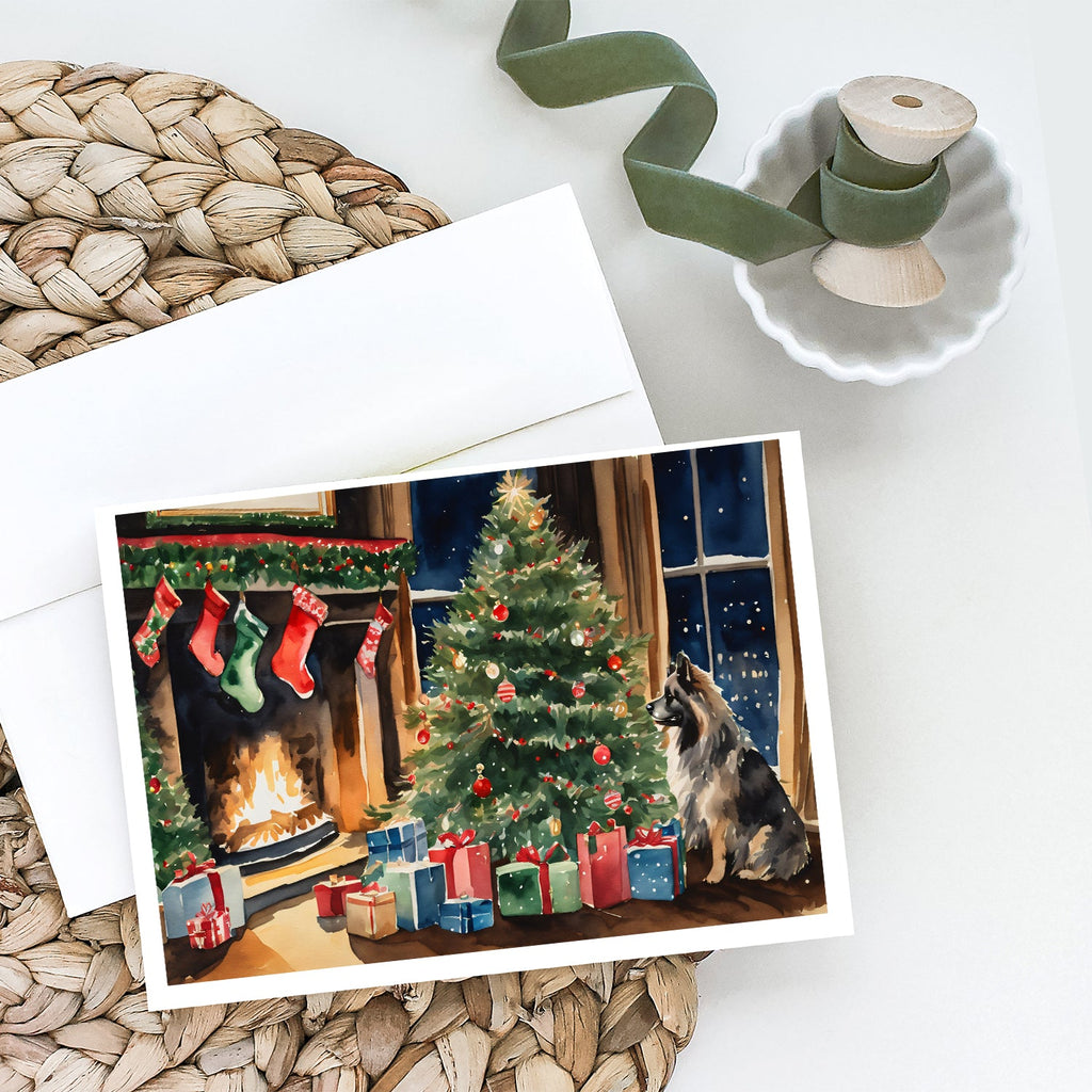 Keeshond Cozy Christmas Greeting Cards Pack of 8 Blank Cards with Envelopes Whimsical A7 Size 5x7