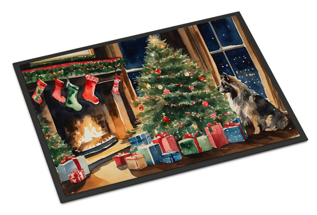 Keeshond Cozy Christmas Doormat Indoor Outdoor 24H X 36W Front Door Mat Rugs for Entryway, Non Slip Washable Low Pile,