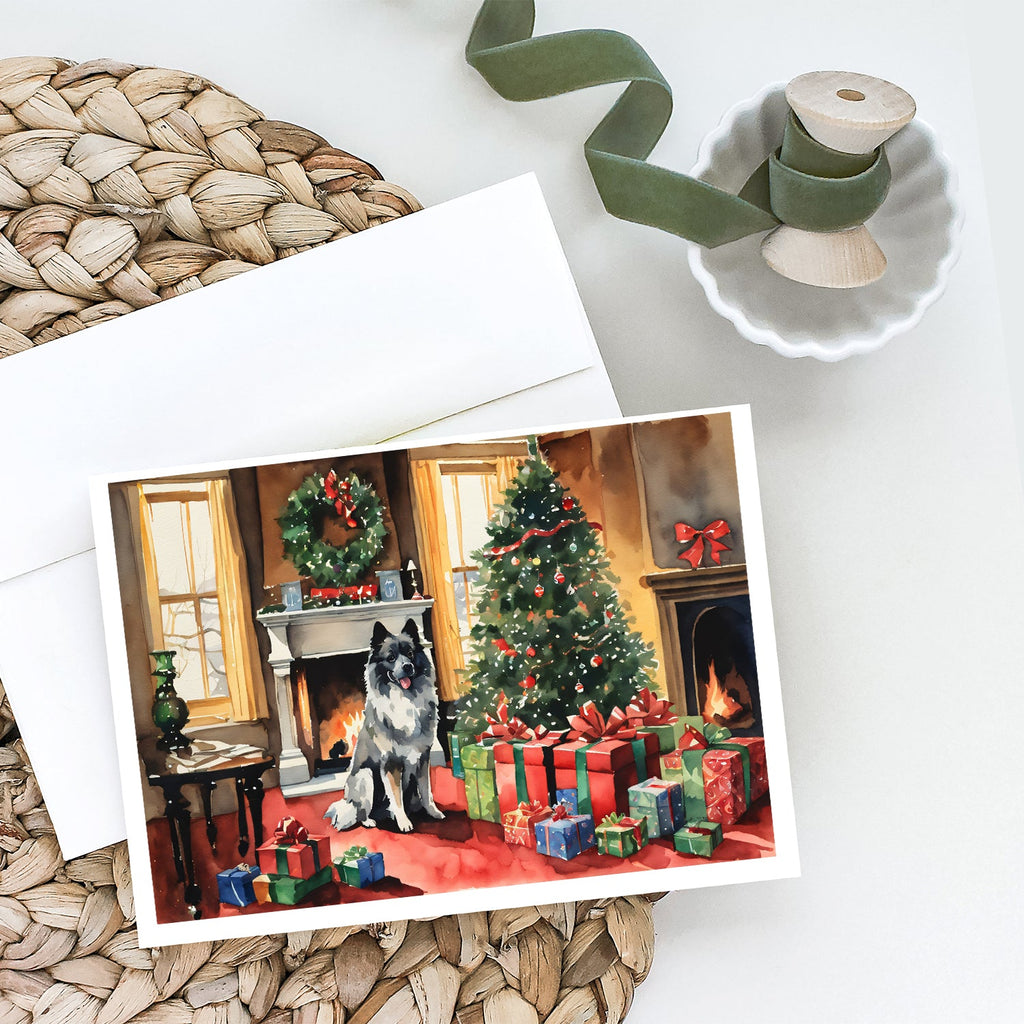 Keeshond Cozy Christmas Greeting Cards Pack of 8 Blank Cards with Envelopes Whimsical A7 Size 5x7