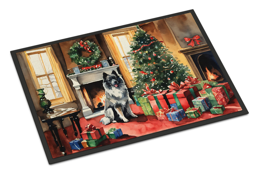 Keeshond Cozy Christmas Doormat Indoor Outdoor 18H X 27W Front Door Mat Rugs for Entryway, Non Slip Washable