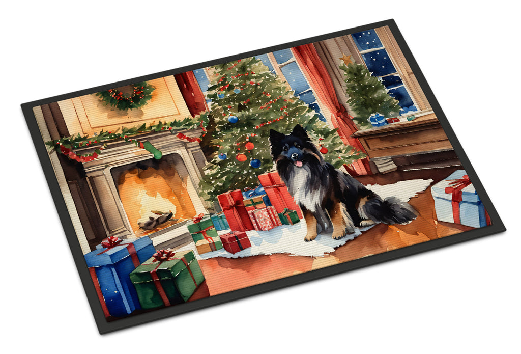 Keeshond Cozy Christmas Doormat Indoor Outdoor 18H X 27W Front Door Mat Rugs for Entryway, Non Slip Washable