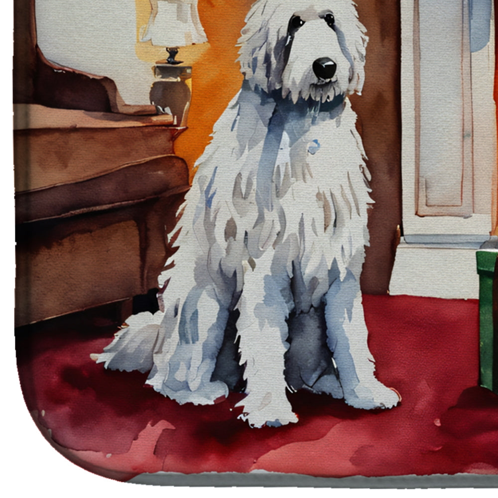 Komondor Cozy Christmas Dish Drying Mat Absorbent Dish Drying Mat Pad for Kitchen Counter Dish Drainer Mat for Countertop, 14 x 21", Multicolor