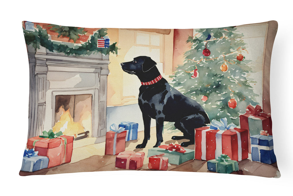 Labrador Retriever Cozy Christmas Decorative Throw Pillow 12x16 Indoor Outdoor Accent Cushion, Fabric Cover with Insert for Sofa, Bed, Porch & Living Room