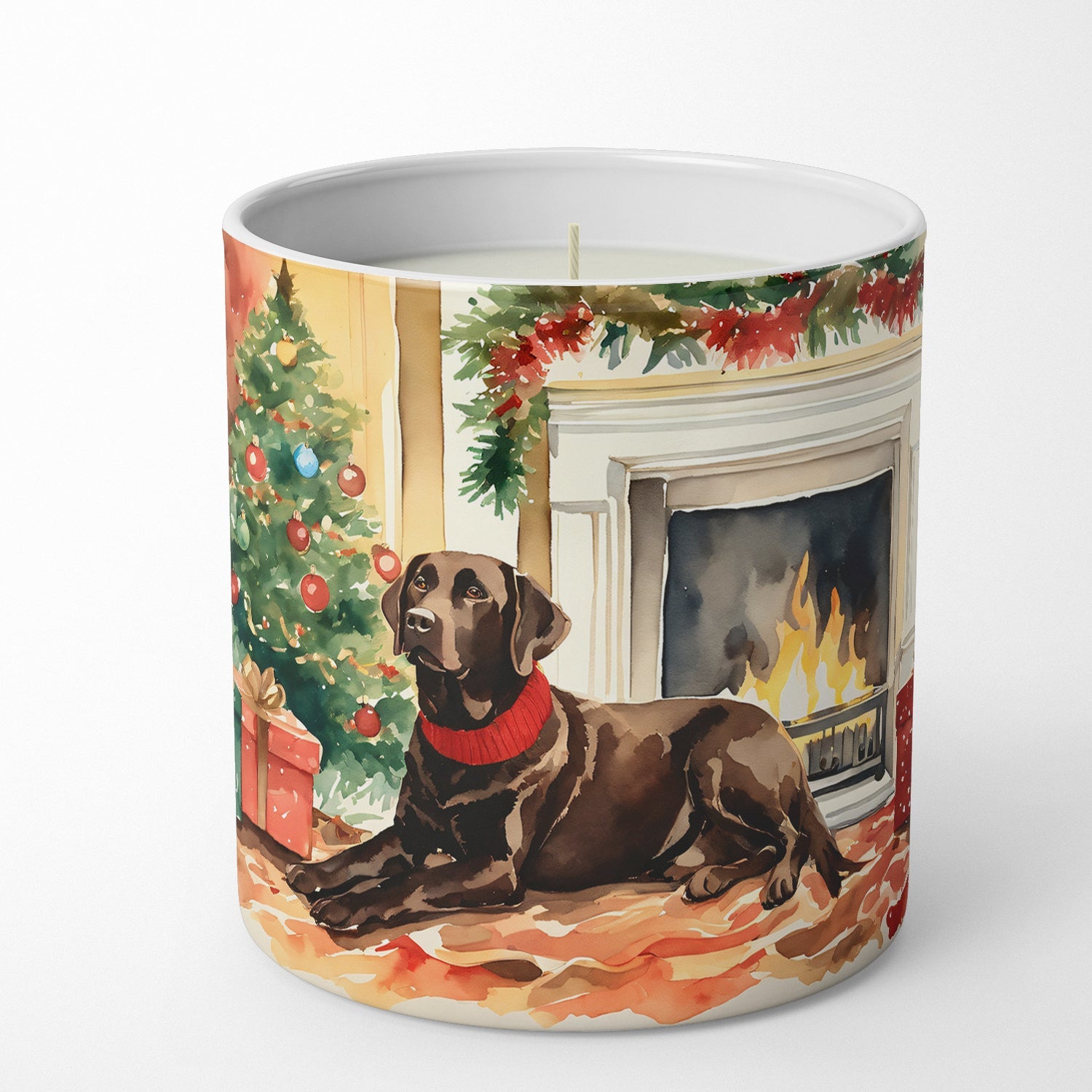 Labrador Retriever Cozy Christmas Decorative Soy Candle Nature Soy Wax Essential Oil Home Decor Ideal for Bedroom Kitchen Bath Office Gift, 10 oz