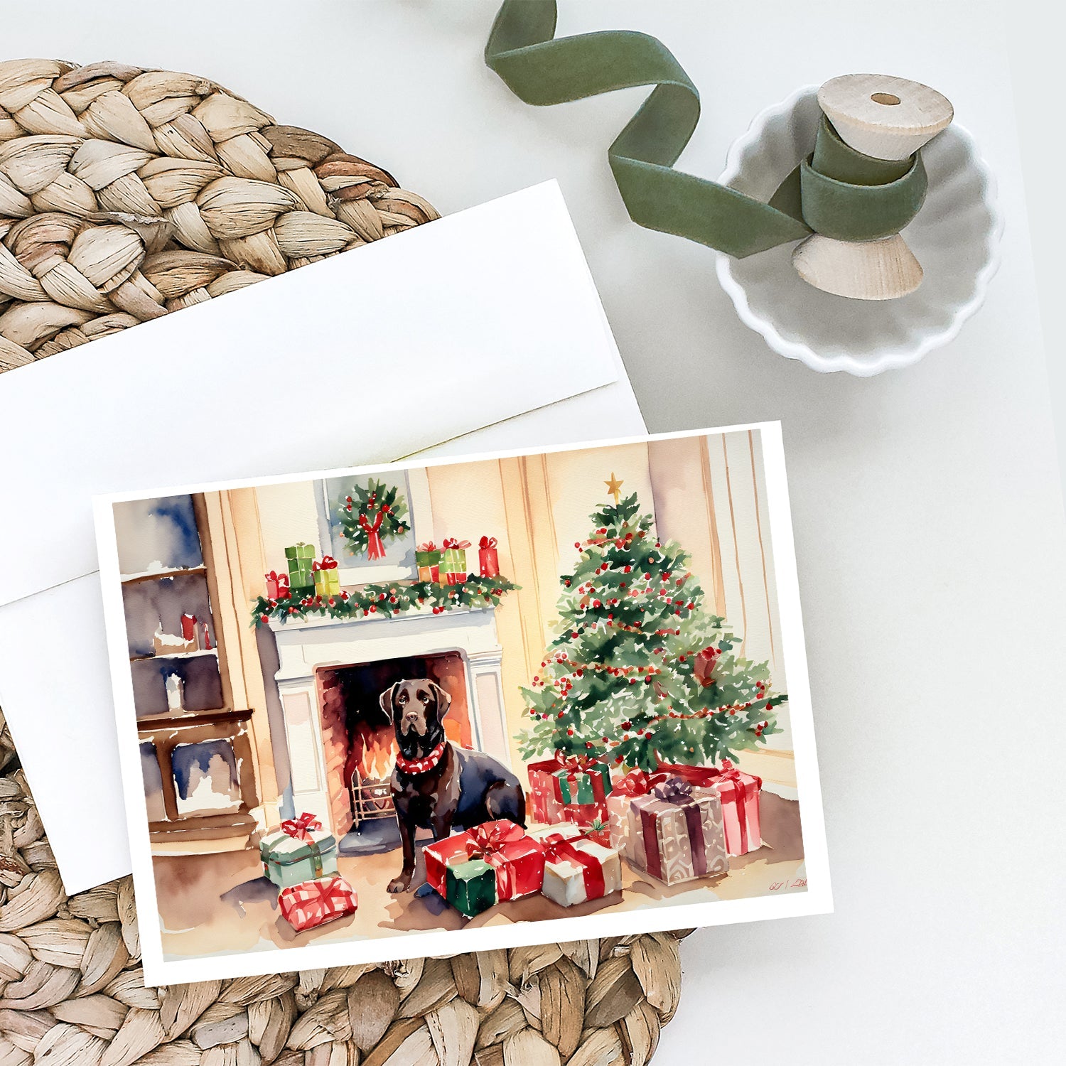 Labrador Retriever Cozy Christmas Greeting Cards Pack of 8 Blank Cards with Envelopes Whimsical A7 Size 5x7