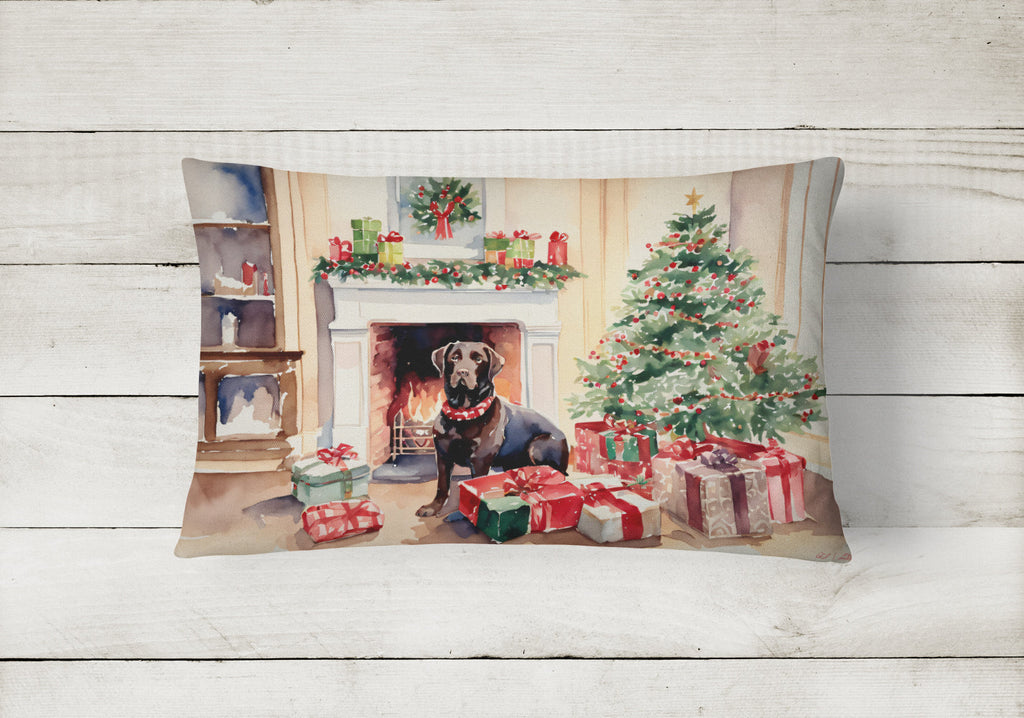Labrador Retriever Cozy Christmas Decorative Throw Pillow 12x16 Indoor Outdoor Accent Cushion, Fabric Cover with Insert for Sofa, Bed, Porch & Living Room